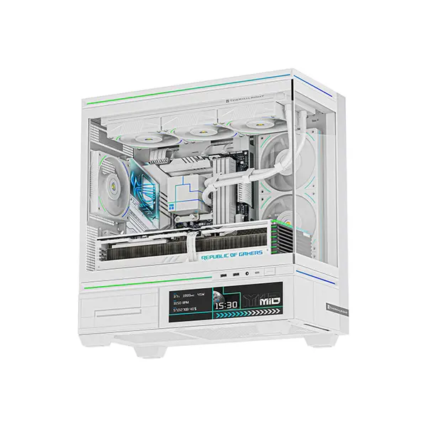 Thermalright TL-M10W VISION LCD PC Case White, Micro-ATX Mid Tower Chassis, 9.16-Inch Integrated LCD Display, 4×120mm ARGB Fans Included, Tempered Glass Showcase Gaming Case