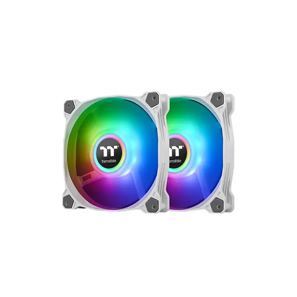 Thermaltake Pure Duo 12 White ARGB 120mm Cooling Fan Kit, Dual Fan Pack, TT Premium Edition with Addressable RGB Lighting