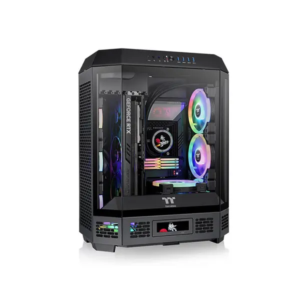 Thermaltake The Tower 600 Vertical Gaming Case Black Edition, Panoramic Tempered Glass Design, High-Airflow Vertical Chassis, Premium Showcase Gaming PC Case