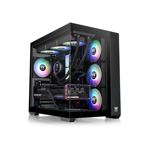Thermaltake View 380 TG ARGB Gaming Case Black Edition, Panoramic Tempered Glass Chassis, ARGB Fan Equipped Design, Showcase Gaming PC Case