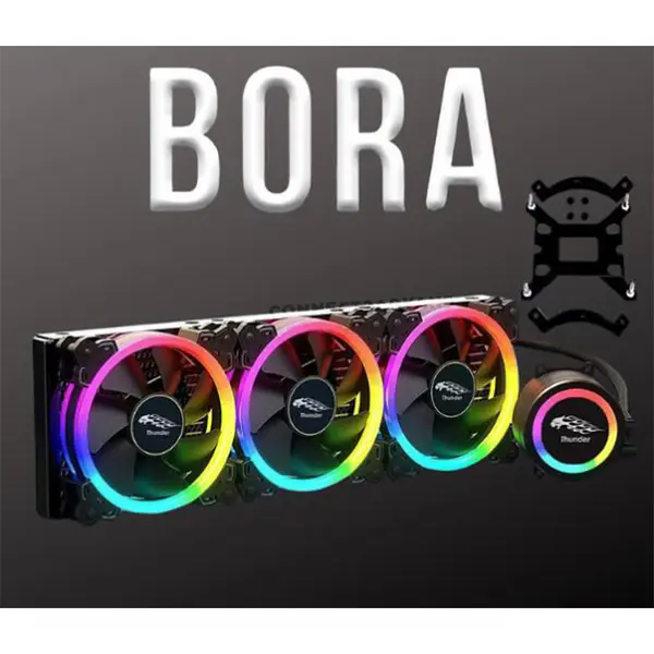 Thunder BORA TRC-360 Black 360mm AIO Liquid CPU Cooler, Triple 120mm PWM ARGB Cooling Fans, Infinity Mirror Pump Design, High-Performance All-in-One CPU Cooler for Intel & AMD