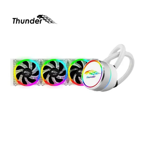 Thunder BORA TRC-360 White 360mm AIO Liquid CPU Cooler, Triple 120mm PWM ARGB Cooling Fans, Infinity Mirror Pump Design, High-Performance All-in-One CPU Cooler for Intel & AMD