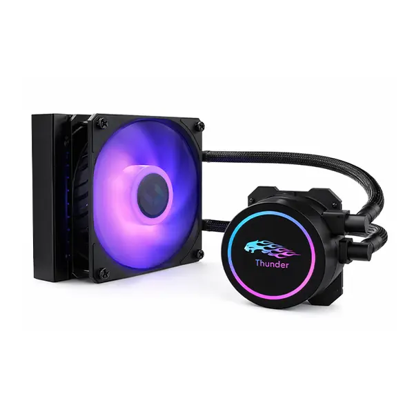 Thunder GELID 120mm RGB AIO Liquid CPU Cooler Black, 120mm Radiator, RGB Illuminated Pump Design, Single Fan Cooling System, Compact All-In-One Liquid Cooling Solution