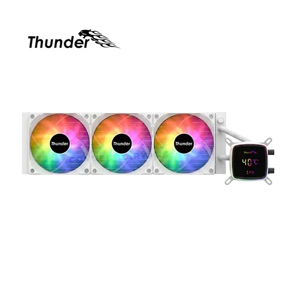 Thunder JEZEBEL TRC-DG3601 White 360mm AIO Liquid CPU Cooler, Triple 120mm PWM ARGB Cooling Fans, Digital Temperature Display, High-Performance All-in-One CPU Cooler for Intel & AMD