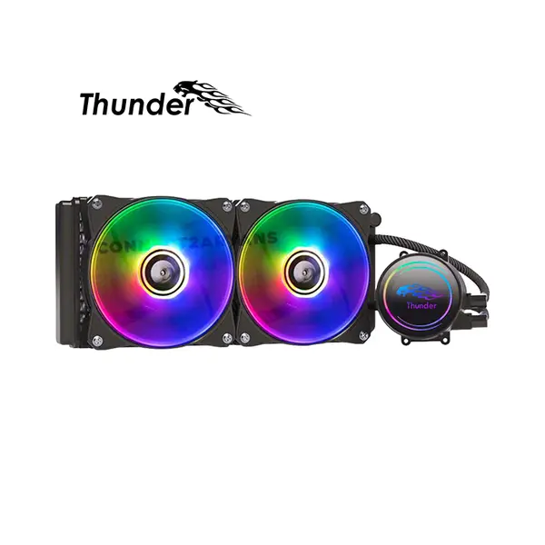 Thunder Mistral TRC-240 Black Liquid CPU Cooler, 240mm AIO Radiator, Dual 120mm PWM ARGB Fans, Infinity Mirror CPU Cooler