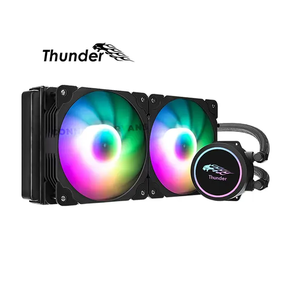 Thunder Mistral TRC-240 Black Liquid CPU Cooler, 240mm AIO Radiator, Dual 120mm PWM ARGB Fans, Infinity Mirror CPU Cooler
