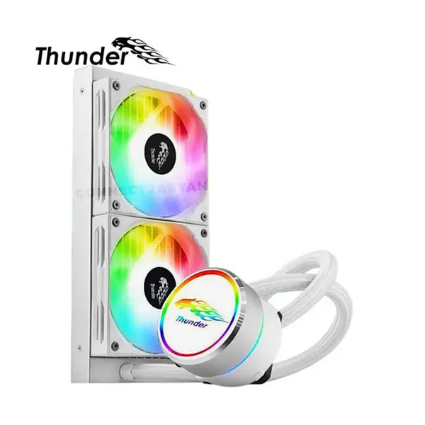 Thunder Mistral TRC-240 White Liquid CPU Cooler, 240mm AIO Radiator, Dual 120mm PWM ARGB Fans, Infinity Mirror CPU Cooler