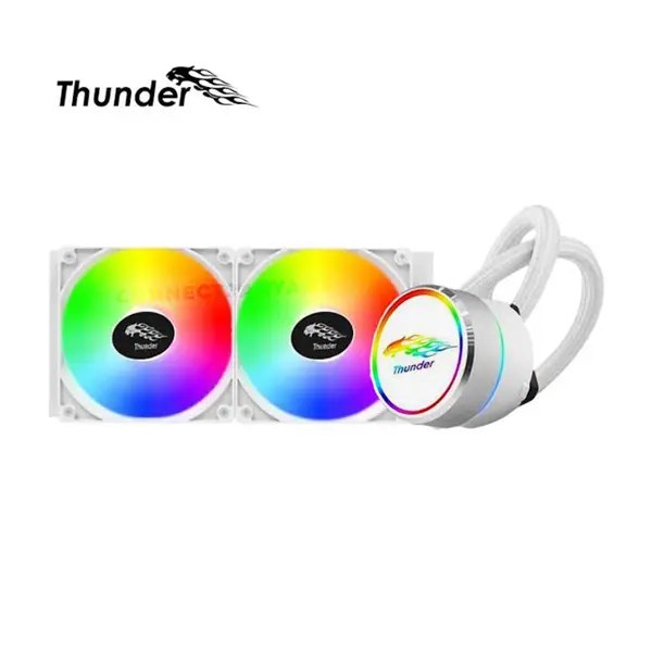 Thunder Mistral TRC-240 White Liquid CPU Cooler, 240mm AIO Radiator, Dual 120mm PWM ARGB Fans, Infinity Mirror CPU Cooler