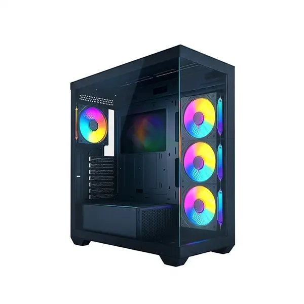 Thunder NOVA Gaming Case TGC-1017 Black, ATX Mid Tower Chassis, 4 Pre-Installed ARGB Infinity Mirror Fans, Tempered Glass Front and Side Panels, High-Airflow Showcase Gaming PC Case