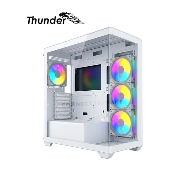 Thunder Nova TGC-1017 White ATX Gaming Case, Tempered Glass Side Panel, 4 ARGB Infinity Fans, High-Airflow Design, Mid-Tower Chassis