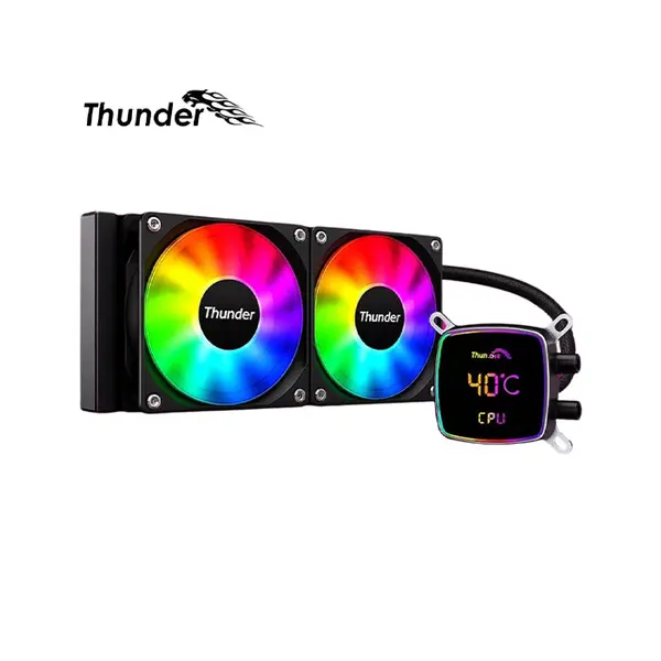 Thunder Polaris 240mm LCD Display AIO Liquid CPU Cooler Black, 240mm Radiator, Integrated LCD Display, Dual Fan Cooling System, High-Performance All-In-One Liquid Cooling Solution