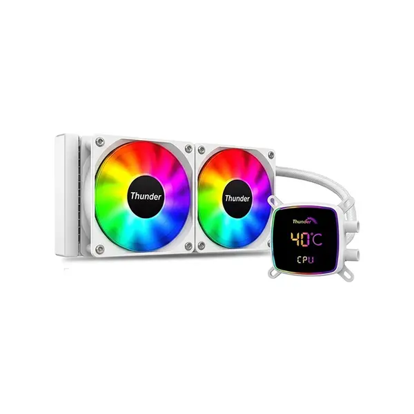 Thunder Polaris 240mm LCD Display AIO Liquid CPU Cooler White, 240mm Radiator, Integrated LCD Display, Dual Fan Cooling System, High-Performance All-In-One Liquid Cooling Solution