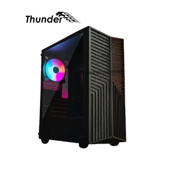 Thunder Saber TGC-1008 Black ARGB ATX Mid-Tower PC Case, Tempered Glass Side Panel, 3 Pre-Installed ARGB Fans, High-Airflow Design, 360mm Radiator Support