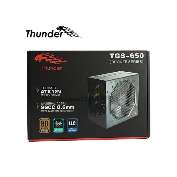 Thunder TGS-650 650W 80 Plus Bronze ATX Gaming Power Supply, Non-Modular PSU, 120mm Silent Cooling Fan, Multiple Protection Circuits, Active PFC