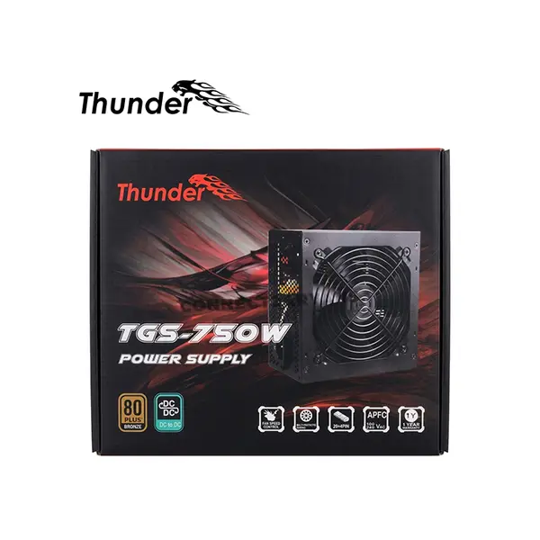 Thunder TGS-750 Gaming Power Supply, 750W 80 PLUS Bronze Certified Efficiency, DC-to-DC APFC Design, ATX Gaming Power Supply