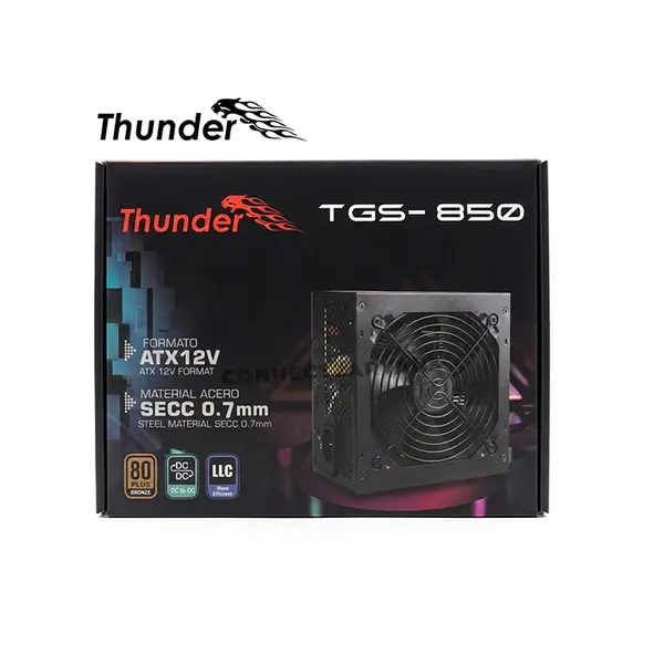 Thunder TGS-850 850W 80 PLUS Bronze ATX Gaming Power Supply, Non-Modular PSU, DC-to-DC APFC Design, 120mm Silent Cooling Fan