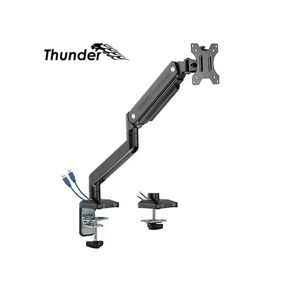 Thunder Single Monitor Arm TM-702 Hydraulic Desk Mount, Gas Spring Monitor Arm, VESA 75×75/100×100 Support, Ergonomic Height Adjustable Monitor Stand