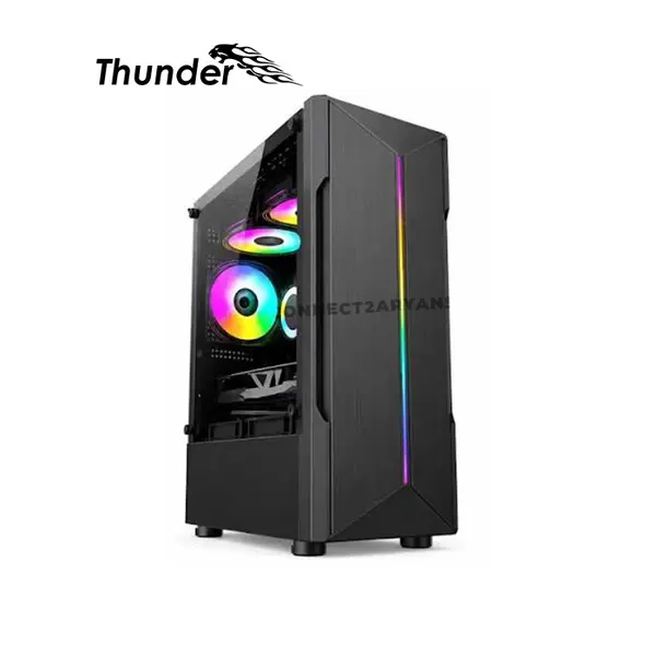 Thunder Zippy TGC-1026 ATX Gaming Case, Tempered Glass Side Panel, 1 Pre-Installed RGB Fan, Front ARGB Strip, 240mm Radiator Support