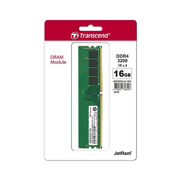 Transcend 16GB DDR4 3200MHz U-DIMM Desktop Memory Module, High-Speed Desktop RAM Upgrade, CL22 Performance Memory for Gaming and Productivity PC Systems