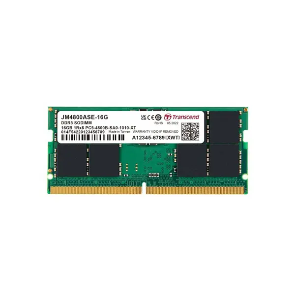 Transcend 16GB DDR5 4800MHz SO-DIMM Laptop Memory Module, High-Speed Notebook RAM Upgrade, Next-Generation Performance Memory for Modern Laptop and Mobile Workstation Systems