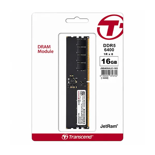 Transcend 16GB DDR5 6400MHz U-DIMM Desktop Memory Module, Ultra High-Speed Desktop RAM Upgrade, Next-Generation Performance Memory for Gaming and Professional PC Systems
