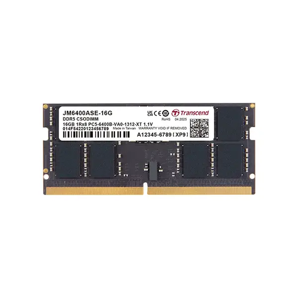 Transcend 16GB DDR5 6400MHz SO-DIMM Laptop Memory Module, Ultra High-Speed Notebook RAM Upgrade, Next-Generation Performance Memory for Gaming Laptops and Mobile Workstations