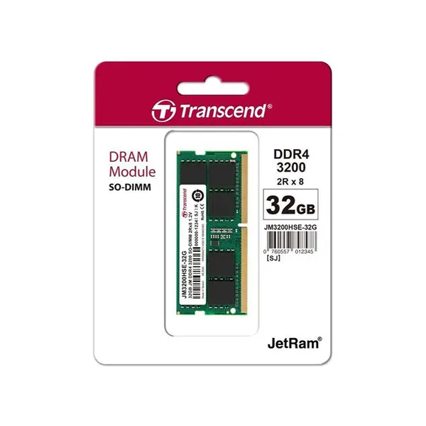 Transcend 32GB DDR4 3200MHz SO-DIMM Laptop Memory Module, High-Capacity Notebook RAM Upgrade, CL22 Performance Memory for Gaming and Professional Laptop Systems