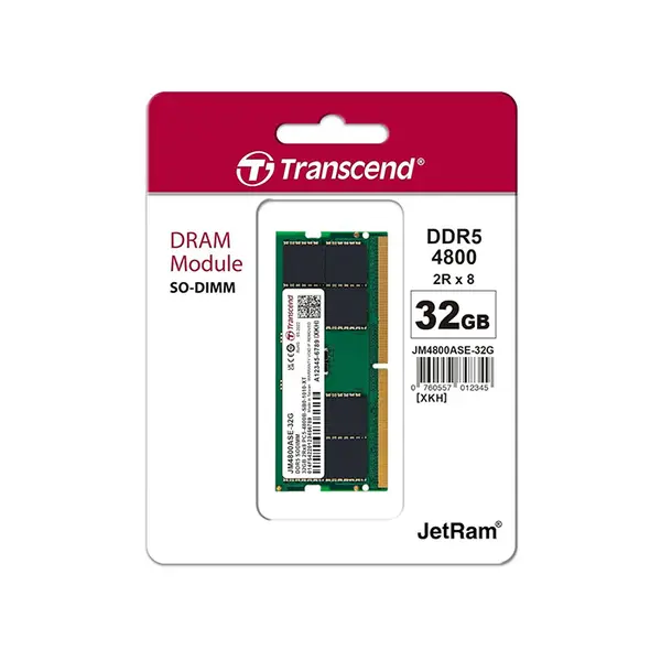Transcend 32GB DDR5 4800MHz SO-DIMM Laptop Memory Module, High-Capacity Notebook RAM Upgrade, Next-Generation Performance Memory for Gaming Laptops and Mobile Workstations