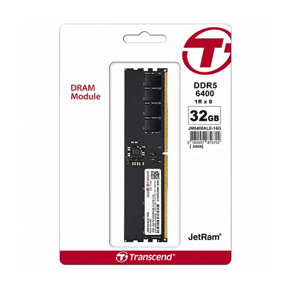 Transcend 32GB DDR5 6400MHz U-DIMM Desktop Memory Module, Ultra High-Speed Desktop RAM Upgrade, Next-Generation Performance Memory for Gaming, Content Creation and Professional PC Systems