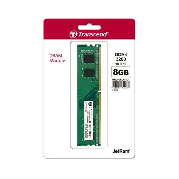 Transcend 8GB DDR4 3200MHz U-DIMM Desktop Memory Module, High-Speed Desktop RAM Upgrade, CL22 Performance Memory for Modern PC Systems