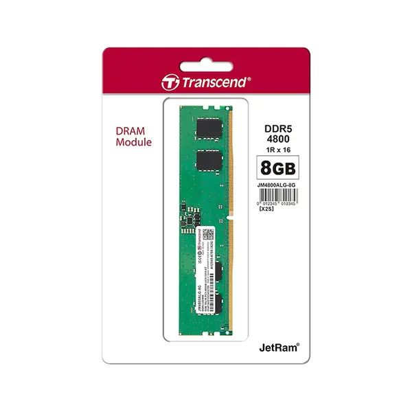 Transcend 8GB DDR5 4800MHz U-DIMM Desktop Memory Module, High-Speed Desktop RAM Upgrade, Next-Generation Performance Memory for Modern PC Systems
