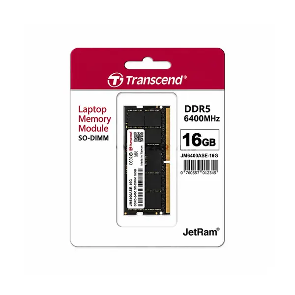Transcend 16GB DDR5 6400MHz SO-DIMM Laptop Memory Module, Ultra High-Speed Notebook RAM Upgrade, Next-Generation Performance Memory for Gaming Laptops and Mobile Workstations