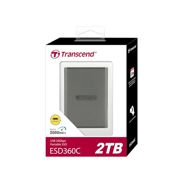 Transcend ESD360C 2TB Portable External SSD, USB 3.2 Gen 2x2 Type-C High-Speed Storage Drive, 2000MB/s Solid State External SSD