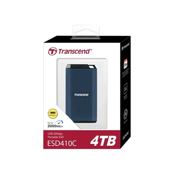 Transcend ESD410C 4TB Portable External SSD, USB 3.2 Gen 2x2 Type-C High-Speed Storage Drive, 2000MB/s Rugged Solid State External SSD