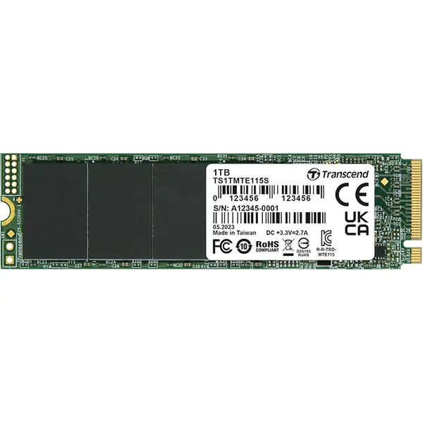 Transcend MTE115S 1TB M.2 2280 PCIe Gen3 x4 NVMe Internal SSD, High-Speed NVMe Solid State Drive for Desktop and Laptop Systems