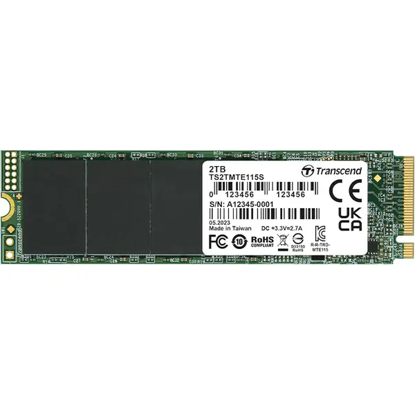 Transcend MTE115S 2TB M.2 2280 PCIe Gen3 x4 NVMe Internal SSD, High-Speed NVMe Solid State Drive for Desktop and Laptop Systems