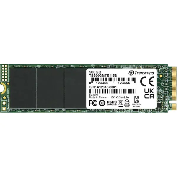 Transcend MTE115S 500GB M.2 2280 PCIe Gen3 x4 NVMe Internal SSD, High-Speed NVMe Solid State Drive for Desktop and Laptop Systems