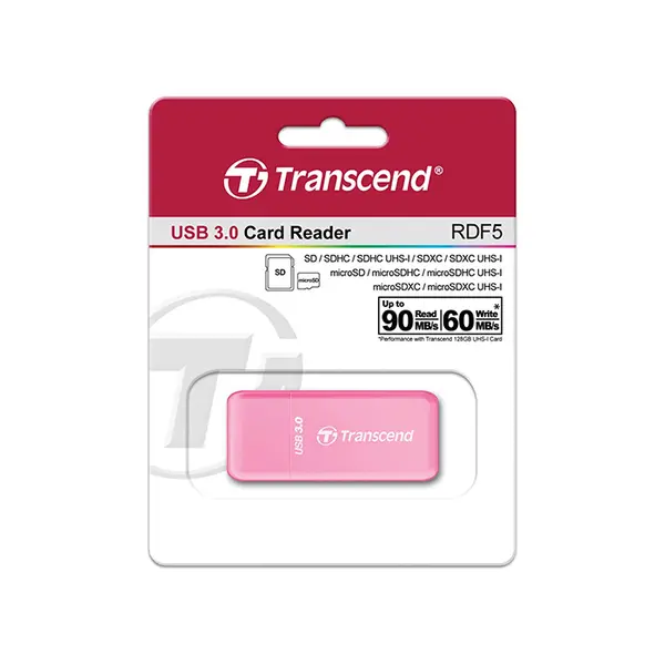 Transcend RDF5 USB 3.1 Gen 1 Multi-Card Reader, SDHC SDXC microSDHC microSDXC Support, USB Type-A Interface, 5Gbps High-Speed Memory Card Reader