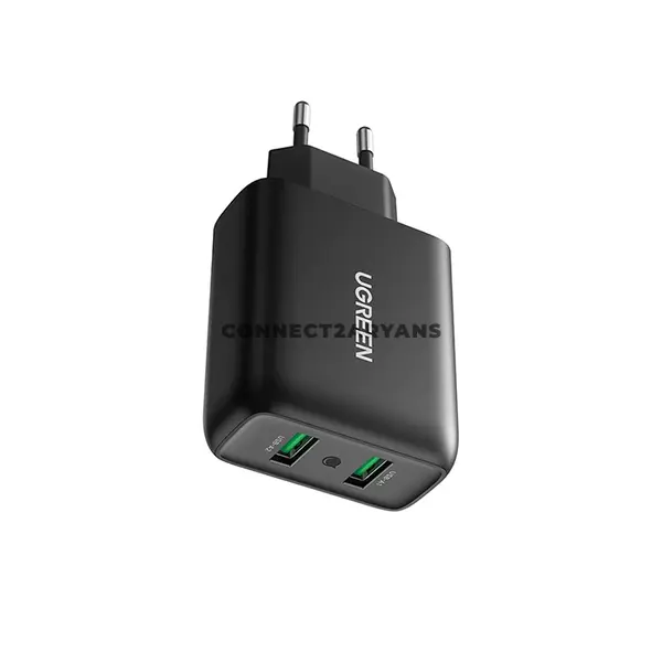 UGREEN 10216 36W Dual USB-A Quick Charge 3.0 Fast Wall Charger Black, 18W QC 3.0 Per Port, FCP Fast Charging, Dual-Device Charging, Intelligent Current Adjustment, Multi-Layer Safety Protection & Compact Travel Design