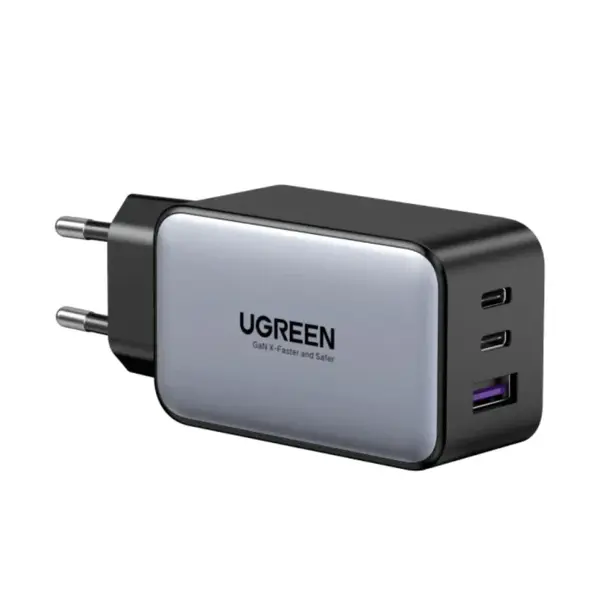 UGREEN 10335 65W GaN Fast Wall Charger, 3-Port Charging Adapter, Dual USB-C 45W + USB-A Output, GaN Technology, Multi-Device Fast Charging