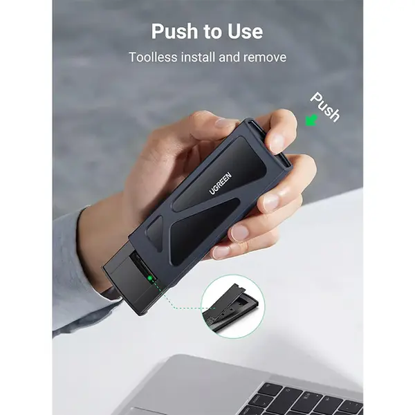 UGREEN 15512 CM578 M.2 NVMe SSD Enclosure, USB 3.1 Gen2 10Gbps Interface, Tool-Free Installation, Aluminium Alloy Housing, High-Speed External SSD Enclosure Black