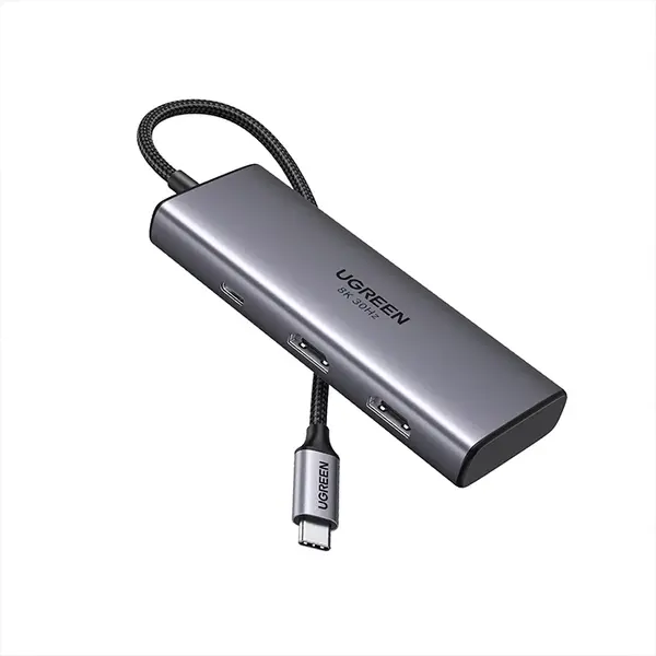 UGREEN 15852 USB-C to 2×USB-A 3.0 + USB-C 3.0 + Dual HDMI + PD Converter 8K@30Hz 6-in-1 Hub, Multiport USB-C Docking Adapter with Power Delivery Charging