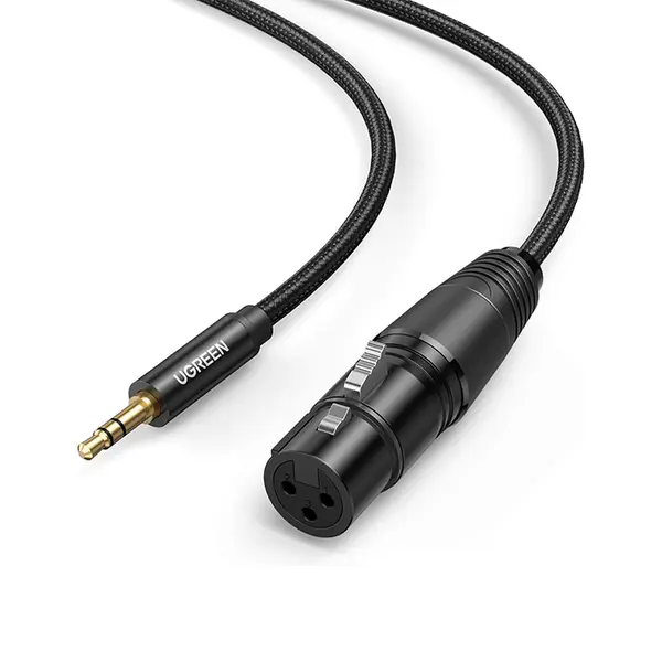 UGREEN 20244 3.5mm TRS Male to XLR Female Audio Cable 2m, Three-Pole Balanced Audio Transmission, Professional Microphone and Mixer Connection Cable Black20244 3.5mm Male to XLR Female Audio Cable 2m, Three-Pole TRS, Balanced Audio, Black