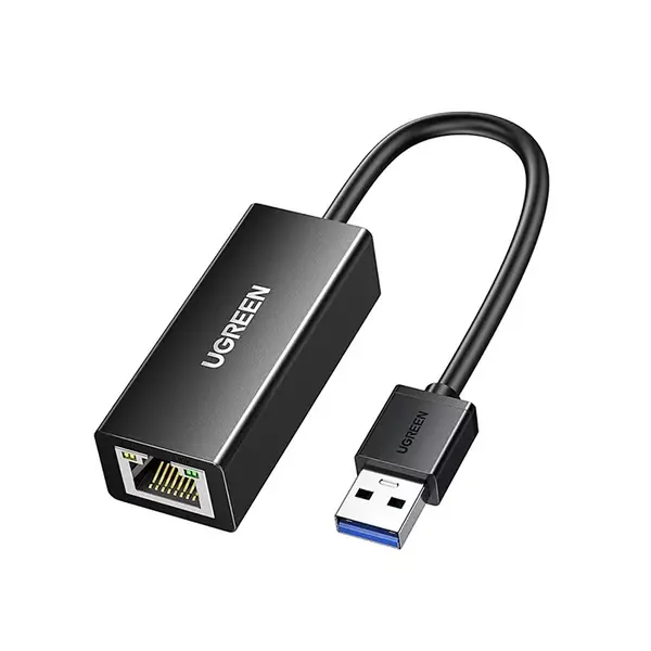 UGREEN 20256 USB 3.0 Type-A to Gigabit Ethernet Adapter Black ABS 10cm, RJ45 LAN Adapter, 1000Mbps Network
