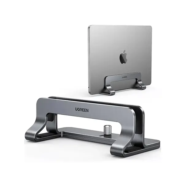 UGREEN 20471 Vertical Laptop Stand, Adjustable Width Design, Premium Aluminium Alloy Construction, Non-Slip Silicone Base, Space-Saving Desktop Laptop Holder Silver