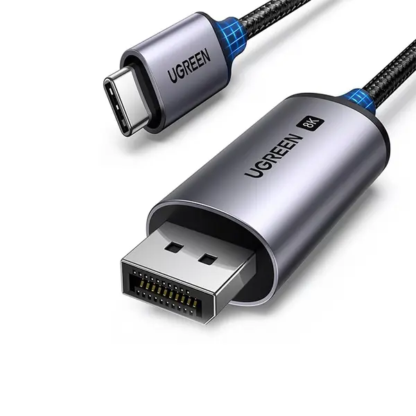 UGREEN 25158 USB-C to DisplayPort Cable 2m, 8K Ultra HD Resolution Support, USB Type-C Male to DisplayPort Male Connector, High-Definition Audio Video Display Cable Black