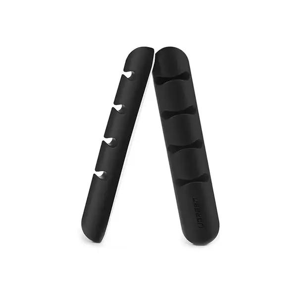 UGREEN 30762 Cable Organizer 2 Pack, 4-Slot Silicone Cable Holder, Self-Adhesive Mounting Design, Desktop Wire Management and Cable Routing Solution Black