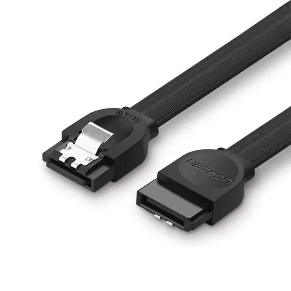 UGREEN 30796 SATA III Data Cable 0.5m, 6Gbps High-Speed Data Transfer, 26AWG Copper Conductors, Straight SATA Connectors, Internal Storage Connection Cable Black