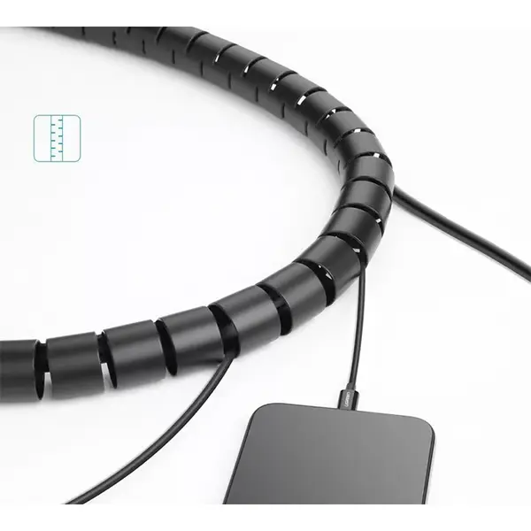 UGREEN 30820 Cable Zipper Protection Tube 5m, 25mm Diameter Flexible Cable Management Sleeve, Durable PE Material Construction, Wire Protection and Organization Solution Black