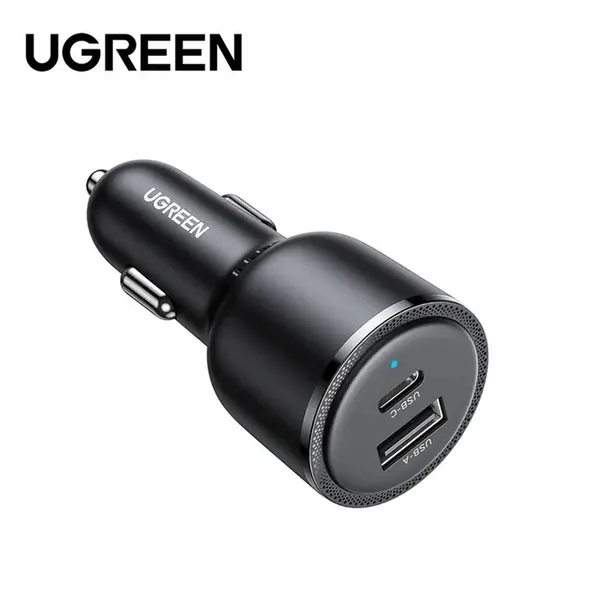 UGREEN 35023 EC701 63W Dual-Port Fast Car Charger, USB-C 45W PD + USB-A 18W QC Fast Charging, Samsung Super Fast Charging 2.0 PPS Support, Car Charger with 5A USB-C Cable